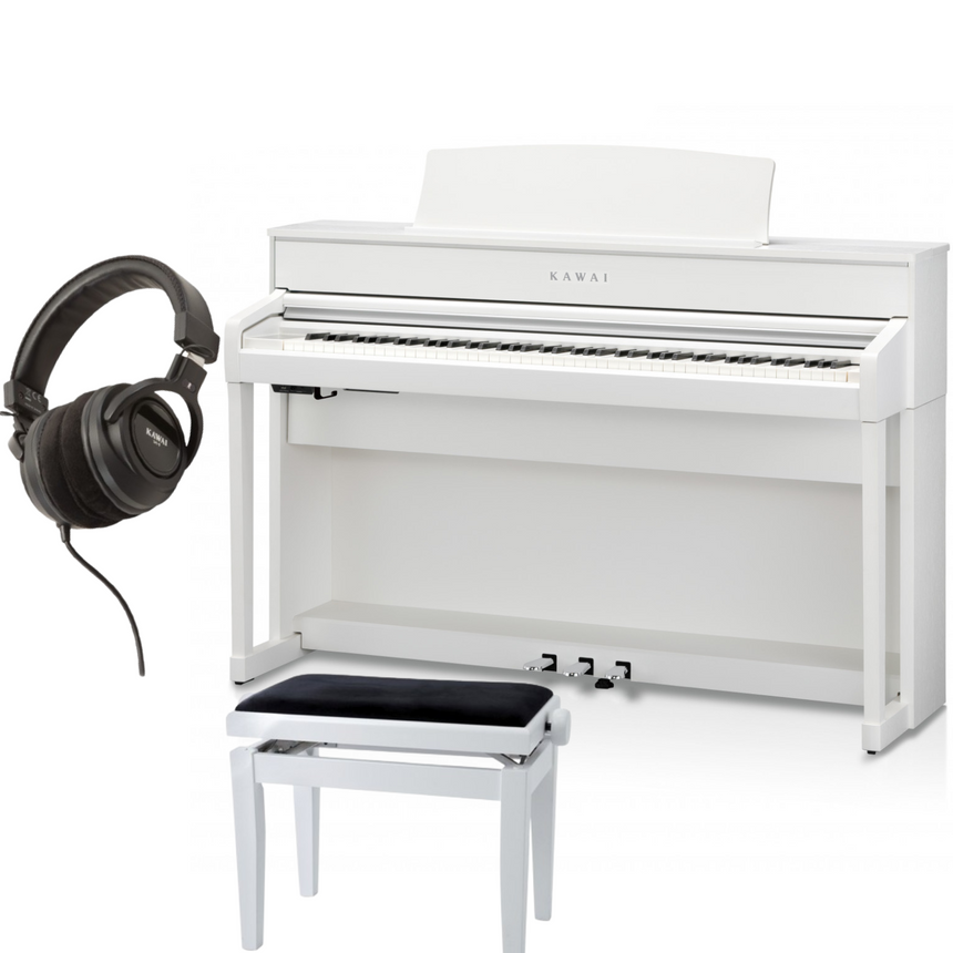 Kawai CA-701 Weiß Matt Bundle mit Bank und Kopfhörer