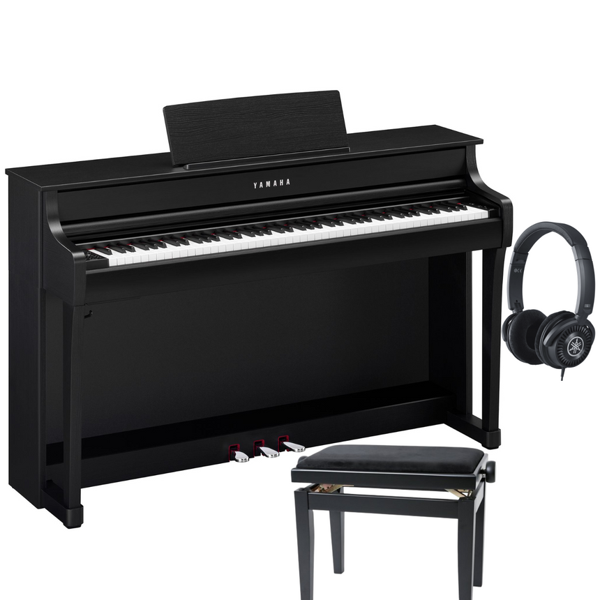 Yamaha CLP 835 Black Matt Bundle with bench and headphones