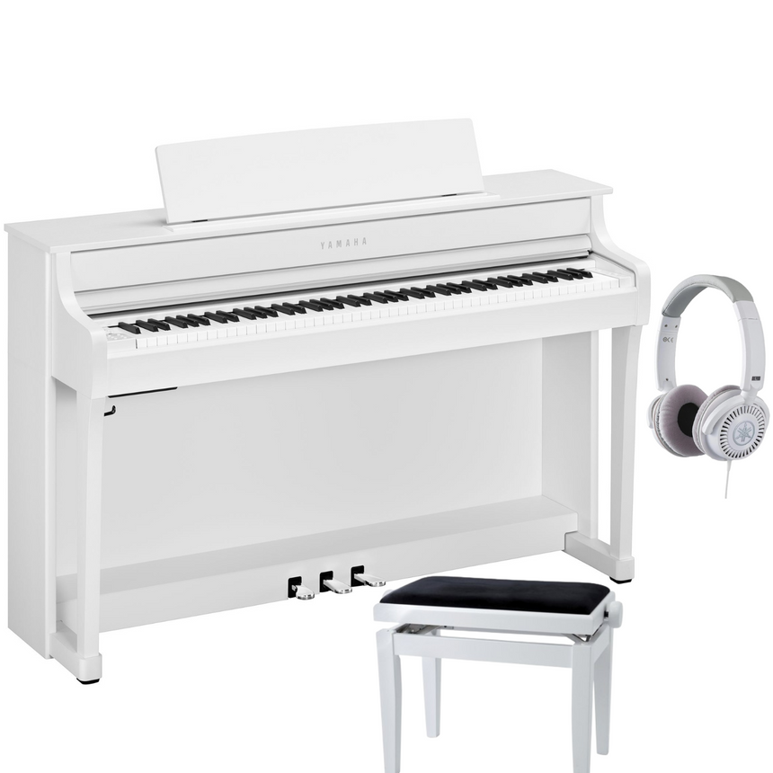 Yamaha CLP 845 White Matt Bundle with bench and headphones