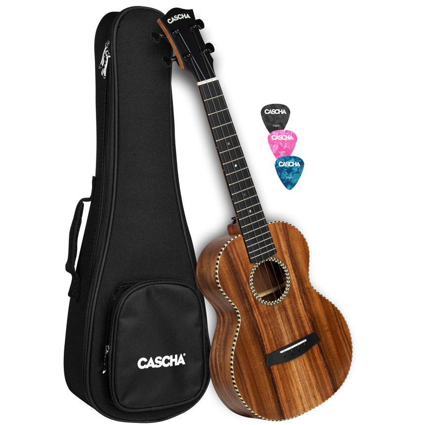 Cascha Solid Vollmassiv Acacia Tenor Ukulele mit Tasche HH2311