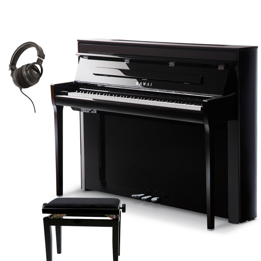 Kawai NV5S Hybrid Black Polished Bundle avec banc et écouteurs