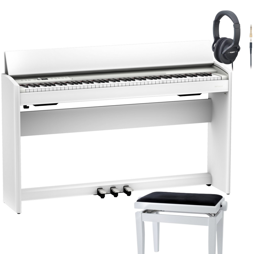 Roland F 701 White Matt Bundle avec banc et casque