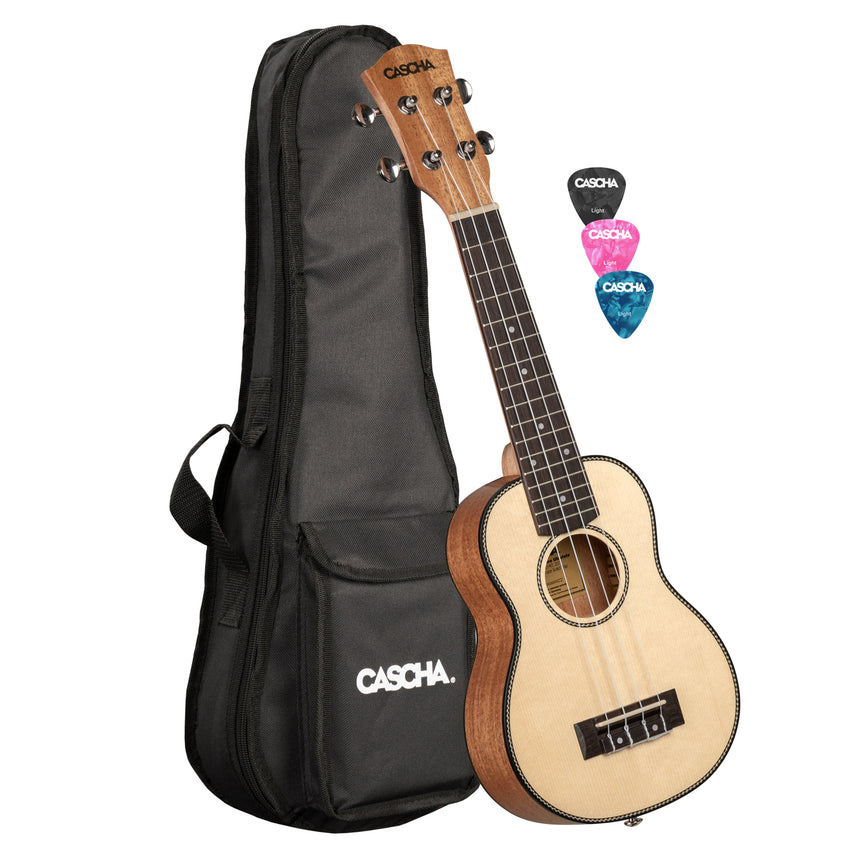 Cascha Soprano Ukuleles Set Solid Top Avec Sac HH2148