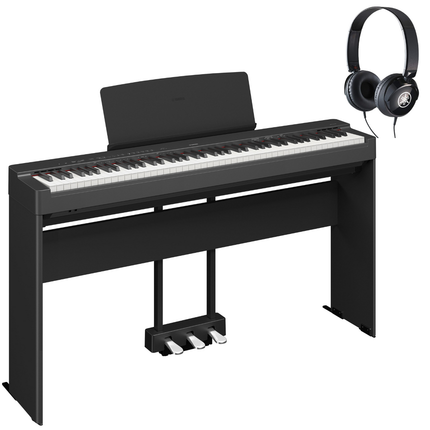 Yamaha P-225 Black Bundle with stand, pedals and headphones