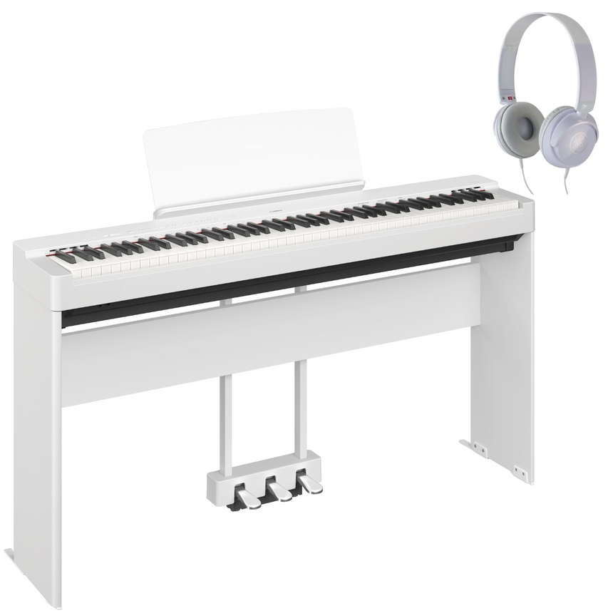 Yamaha P-225 White Bundle avec support, pédales et écouteurs