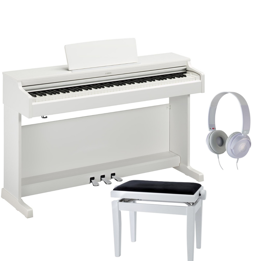 Yamaha YDP-165 Arius White Matt Bundle avec banc et écouteurs